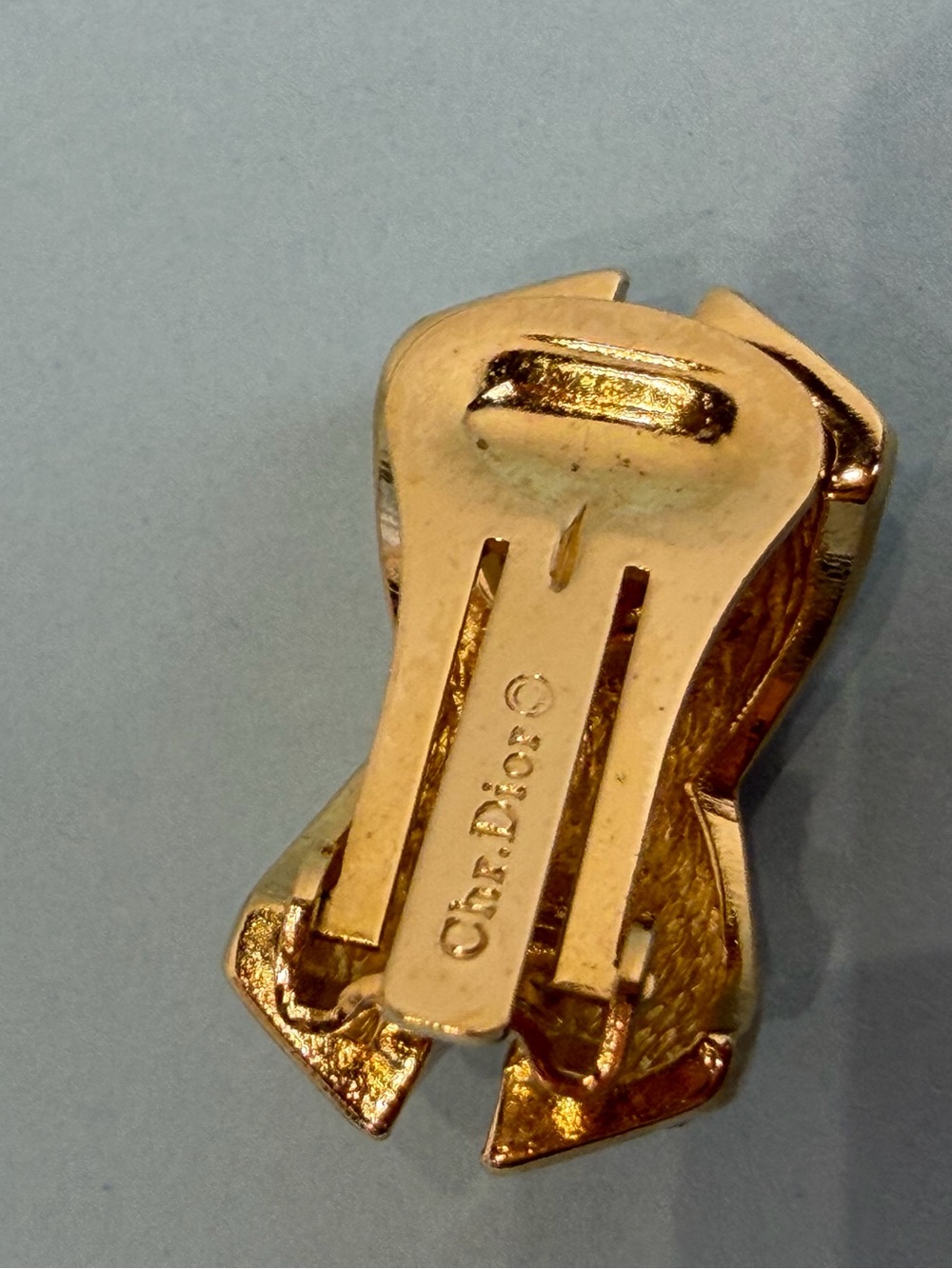 Christian Dior Vintage Gold Crystal Clip Earrings Signed Designer Statement - Picture 7 of 8